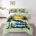 thumbnail image 1 of Coastal Beach Surf Queen Bedding Set,Ocean Sea Surfer Comforter&nbsp;Set,Summer Hawaiian Palm Tree Quilt Bed Set Sunset Dolphin Floral Bed Comforter&nbsp;Set 3Pcs, 1 of 6