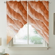 Coastal Beach Swag Valances for Windows, Summer Nautical Seaside Ocean Orange Ombre Rod Pocket Short Curtains, Machine Washable Kitchen Window Topper for Bathroom Living Room, 28 x 36 Inch, 1 Pair