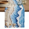 thumbnail image 1 of Coastal Beach Table Runner, Blue Ocean Starfish Shell Seashore Sand Washable Cotton Linen Table Runners 108 Inches Long, Dresser Scarf Runner for Dining/Living Room/Kitchen/Square Tables 13''x108'', 1 of 8