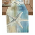 thumbnail image 1 of Coastal Beach Table Runner Cotton Linen 120 Inch Holiday Dresser Scarves, Summer Ocean Wave Retro Starfish Textured Tablerunner for Kitchen Coffee Dining Bedroom Dinner Scarf Décor 13''x120'', 1 of 1
