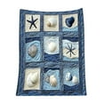 thumbnail image 1 of Coastal Beach Themed Flannel Throw Blanket, 50x60 Inch Soft Polyester Blanket for Sofa and Bed, Ocean Shell Print Holiday Gift for Home Decor(A), 1 of 5