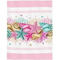 thumbnail image 1 of Coastal Beach Throw Blankets, Nautical Ocean Seashell Coral Starfish Soft Fleece Blanket Decorative for Home Sofa Couch Chair Living Bedroom,50x60 inches, Pink Aqua Summer, 1 of 6