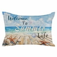 thumbnail image 1 of Coastal Beach Throw Pillow Cover 12 x 20 Inch Decorative Pillow Cover Retro Summer Ocean Wave Starfish Shell Lumbar Pillowcase Seasonal Rectangle Cushion Case for Couch Sofa Bed Living Room, 1 of 7