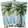 thumbnail image 1 of Coastal Beach Tree Kitchen Towel Dish Cloths Set of 2, Microfiber Soft Kitchen Hand Towels, Ocean Tropical Palm Starfish Blue Green Absorbent Quick Drying Dishcloths 18 x 28 Inches, 1 of 8