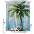 thumbnail image 1 of Coastal Beach Tree Shower Curtain Set - Standard 72" x 72" Washable Bathtub Curtain with 12 Hooks, Ocean Tropical Palm Starfish Blue Green Waterproof Fabric Stall Shower Curtains for Bathroom Décor, 1 of 6