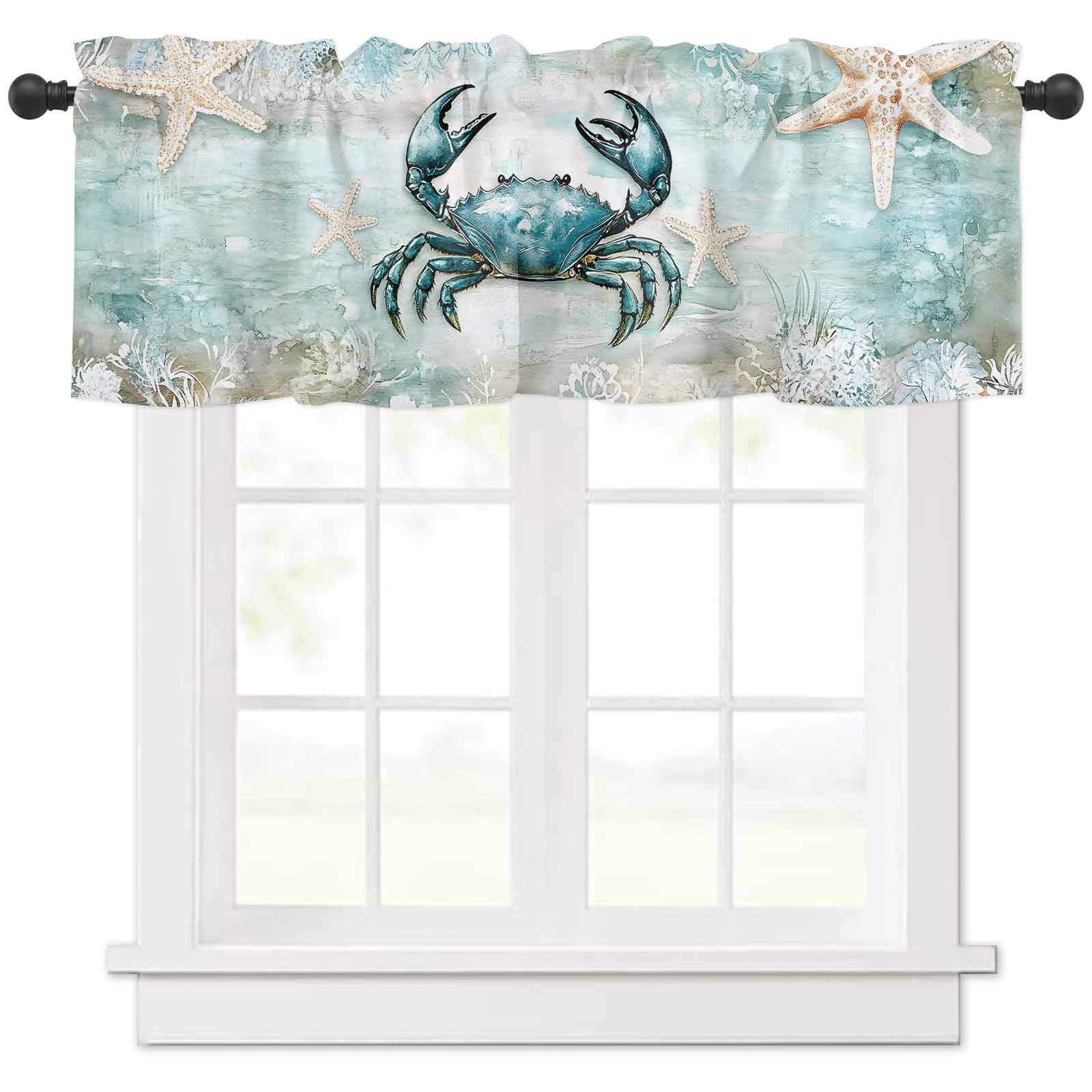 Coastal Beach Valances for Windows Farmhouse Kitchen Curtains Valances ...
