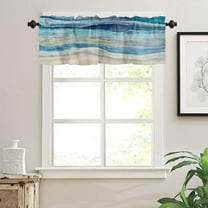 Coastal Beach Valances for Windows - Navy Blue Kitchen Curtains Valances - Abstract Blue Wave Window Valances Bathroom Window Treatment Modern Ombre Valances Curtains for Living Room Bedroom 54"x18"