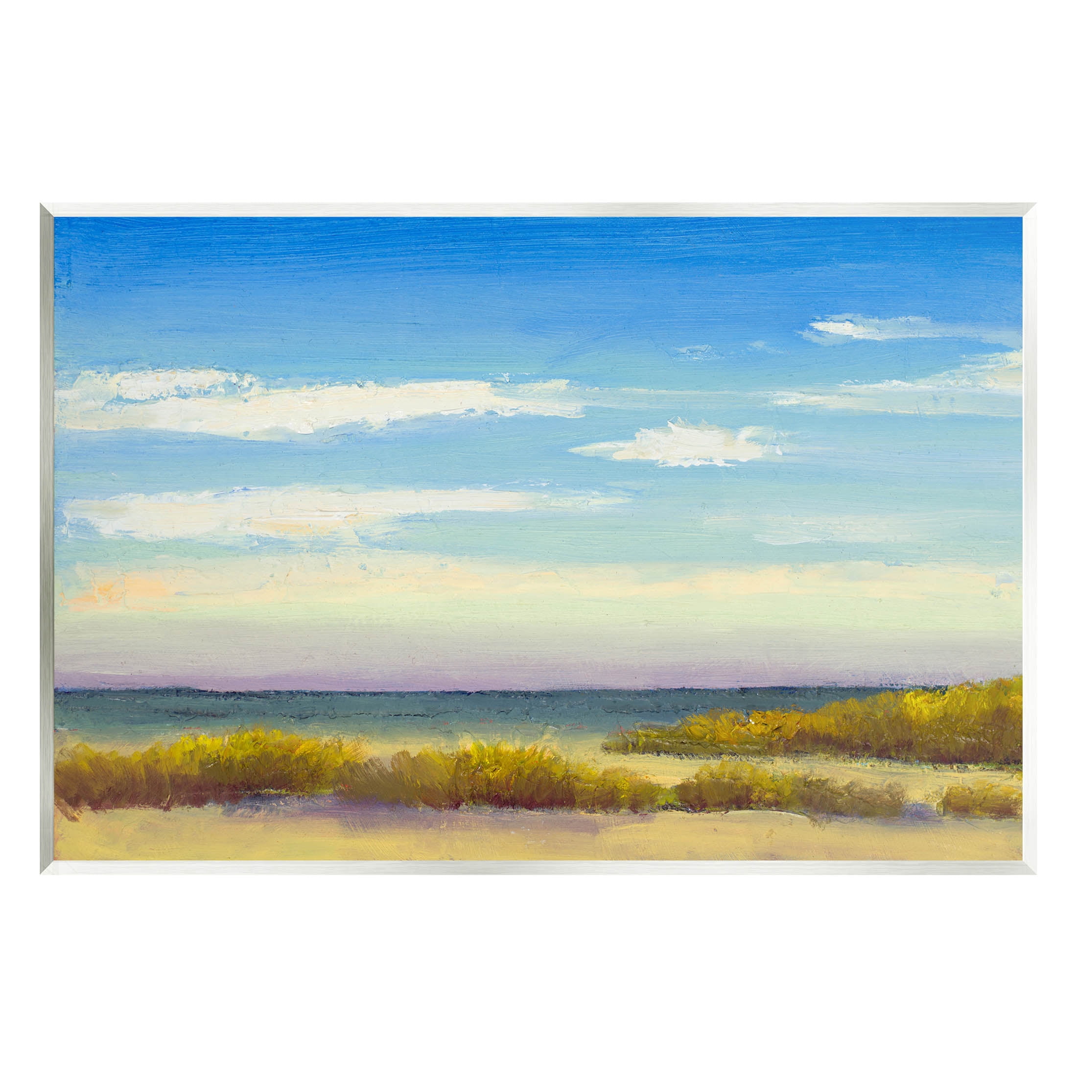 Coastal Beach Vivid Blue Sky Coastal Painting Unframed Art Print Wall Art