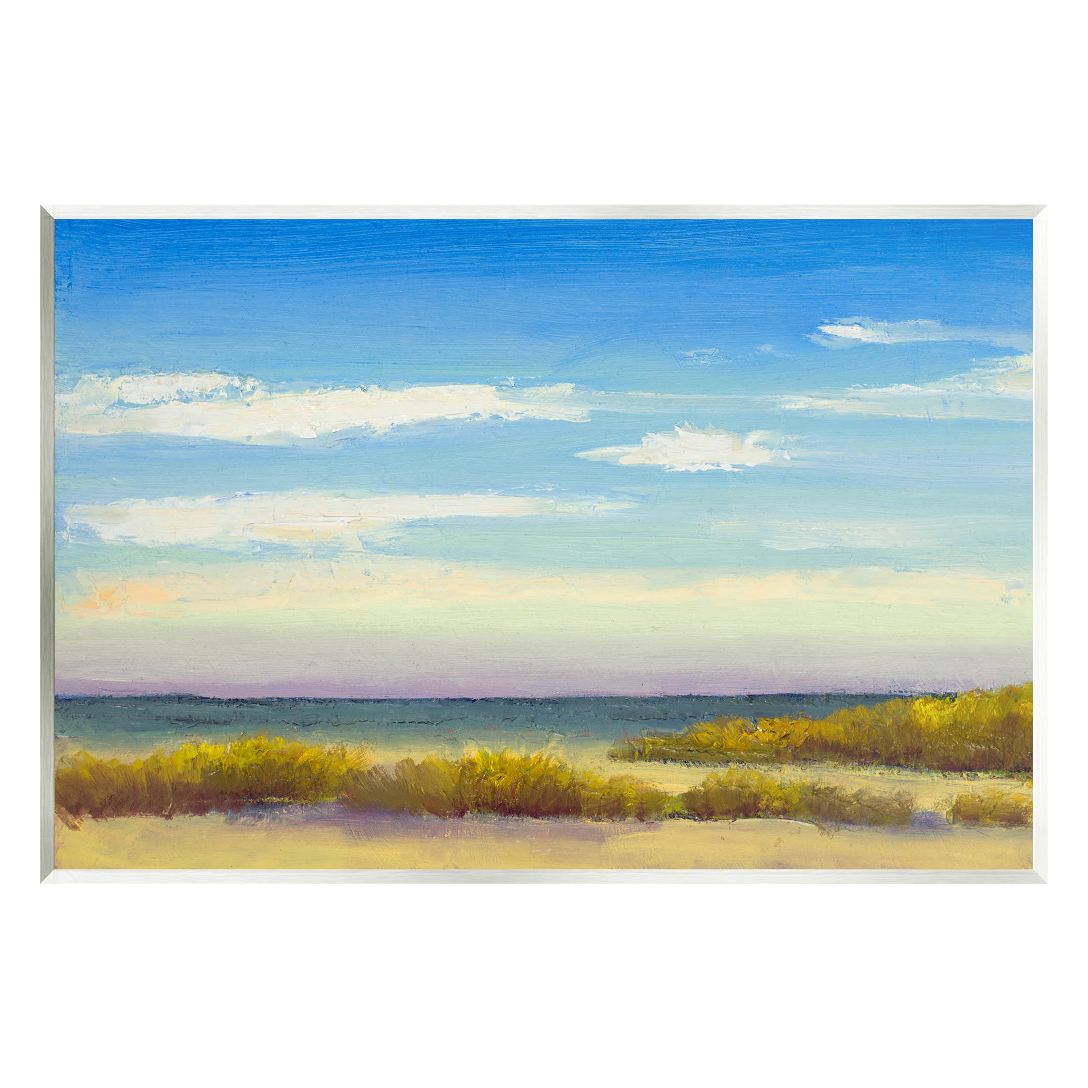 Coastal Beach Vivid Blue Sky Coastal Painting Unframed Art Print Wall Art