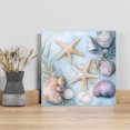 thumbnail image 1 of Coastal Beach Wall Art Painting on Canvas, Summer Starfish Nautical Shell Ocean Canvas Art Home Prints Wall Art Framed Modern Artwork for Living Room Bedroom Wall Decor 8x8in, 1 of 9