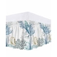 thumbnail image 1 of Coastal Bed Skirt King Size, Ocean Coral Shell Turquoise Blue Conch Wrap Around Bed Skirting with Adjustable Elastic Strap, Dust Ruffle Pleated Bedskirts 16 Inch Drop for Bedroom King Beds, 1 of 9