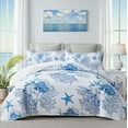 thumbnail image 1 of Coastal Bedding Queen Size Coastal Quilt with 2 Shams, Nautical Beach Comforter Sets Ocean Bedspreads Blue Starfish Coverlet Summer Bedding, 90''x96'', 1 of 12