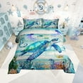 thumbnail image 1 of Coastal Bedding Set Queen,Summer Sea Turtle Jellyfish Comforter Set for Boys Girls,Tropical Starfish Coral Bedding Bedding Sets,Farmhouse Wooden Barn Duvet Insert with 2 Pillowcases Warm, 1 of 6