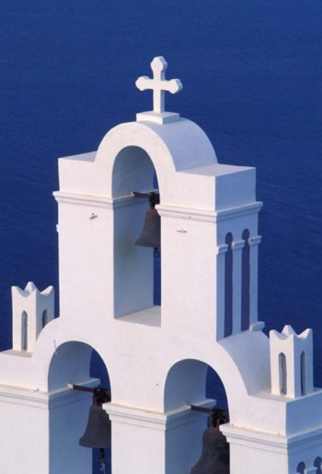Coastal Bell Towers Santorini Greece Canvas Art - Keren Su DanitaDelimont (24 x 35)