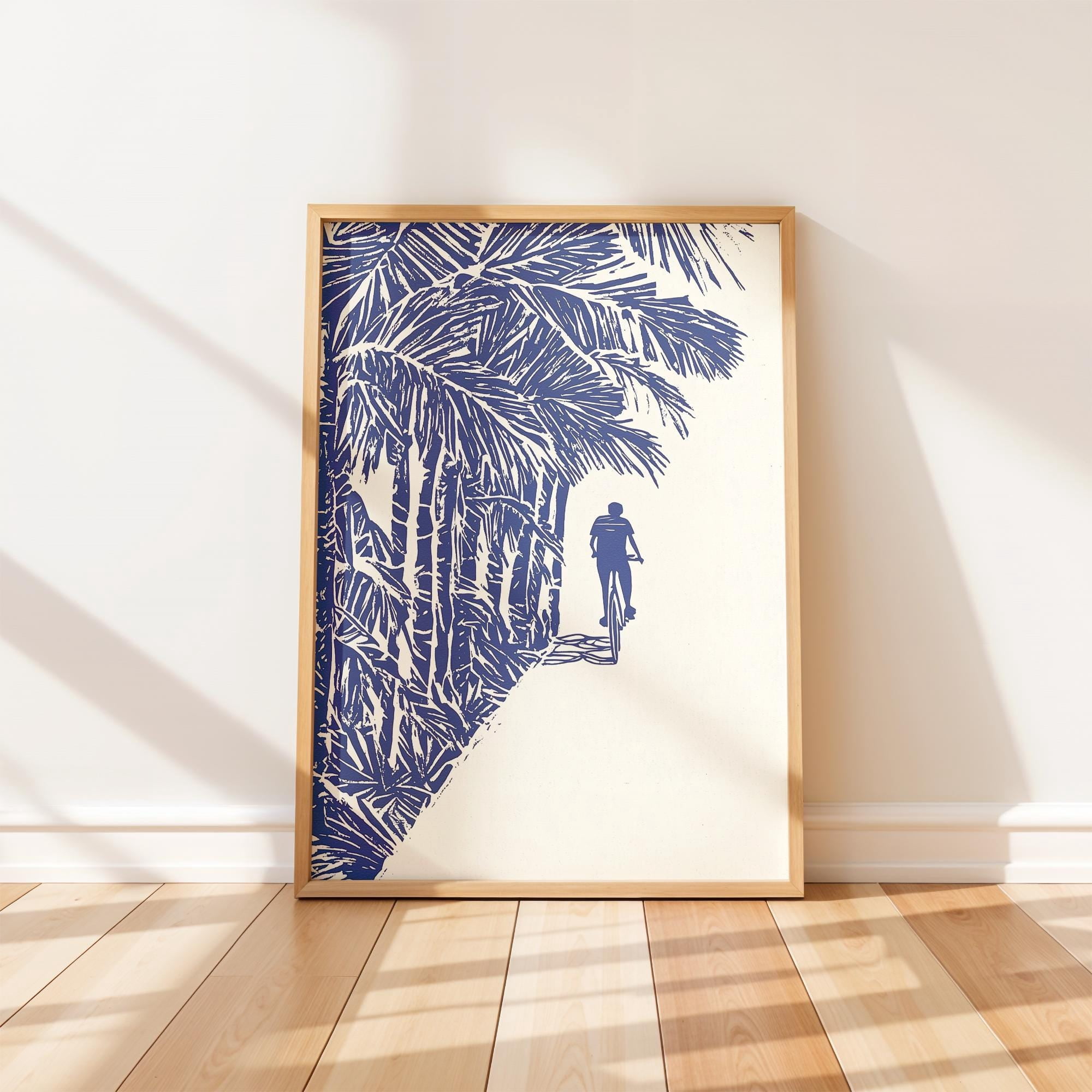 Coastal Bike Ride Indigo Palm Tree Poster , Poster Print Only - Walmart.com