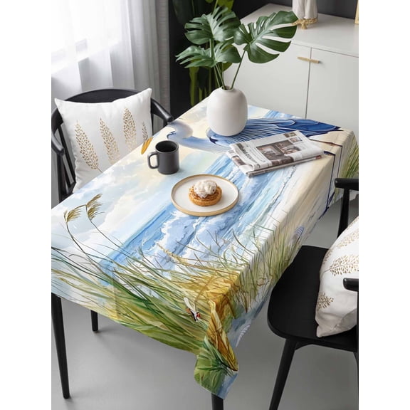 Coastal Birds Tablecloth Rectangle Table Cloth 60x120, Waterproof Tablecloth Outdoor Table Cloth, Blue Sky Heron Seabird Tropical Beach Washable Table Cover for Kitchen Dinning Party