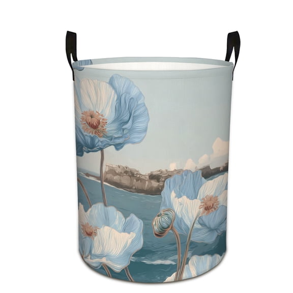 Coastal Blooms Over Ocean Print Extra Large Foldable Laundry Basket  Stylish  Easy to Use for Bedroom Bathroom  Laundry Room  Oxford Fabric Storage Bin