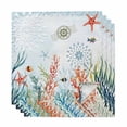 thumbnail image 1 of Coastal Blue Cloth Napkins, Ocean Coral Starfish Shell Nautical Seagrass Washable and Reusable Dinner Napkins Set of 4, Table Napkin for Kitchen Party Birthday Wedding Hotel Housewarming 20"x20", 1 of 8