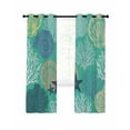 thumbnail image 1 of Coastal Blue Coral Blackout Curtains 96 Inches Length, Green Nautical Ocean Shell Beach Window Treatment Thermal Insulated Drapes for Bedroom Living Room 2 Panels 104x96 Inches, 1 of 8