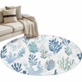 thumbnail image 1 of Coastal Blue Coral Round Area&nbsp;Rug 4ft Hand Painted Style Seagrass Ocean Plant Marine Life Non-Slip&nbsp;Washable Circle Rugs Soft Felt Indoor Floor Mat for Bedroom Kitchen Living Room Bathroom, 1 of 9