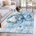 thumbnail image 1 of Coastal Blue Crab Area Rug 4x6 Washable Rug Non Slip Ocean Nautical Starfish Coral Wooden Large Area Rug Indoor Floor Carpet for Entryway Bedroom Kitchen Living Room Home Office Dining Room Nursery, 1 of 8