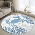 thumbnail image 1 of Coastal Blue Crab Round Area Rug 3.3 FT, Non Slip Small Entryway Kitchen Mat, Coral Starfish Ocean Conch Nautical Washable Soft Circular Rug Non-Shedding Door Mat for Bathroom Playroom Kids Room, 1 of 9