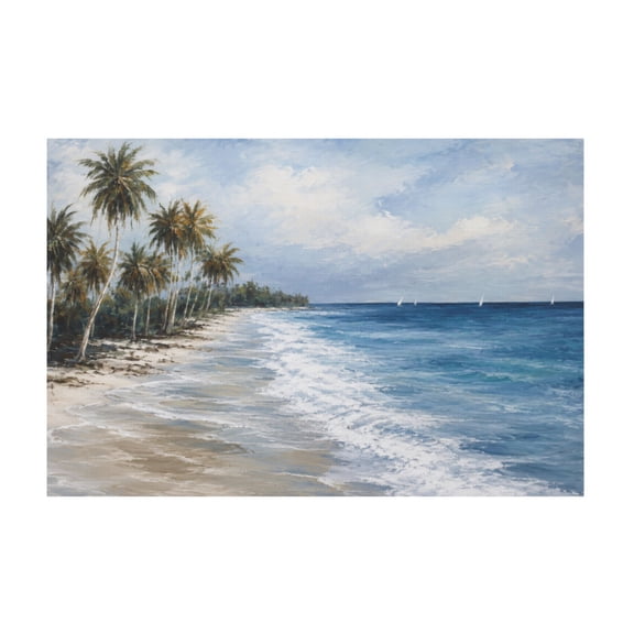 Coastal Blue Gray Abstract Ocean Landscape Canvas Wall Art For Living Room Bedroom Bathroom Office Decor 12*18in