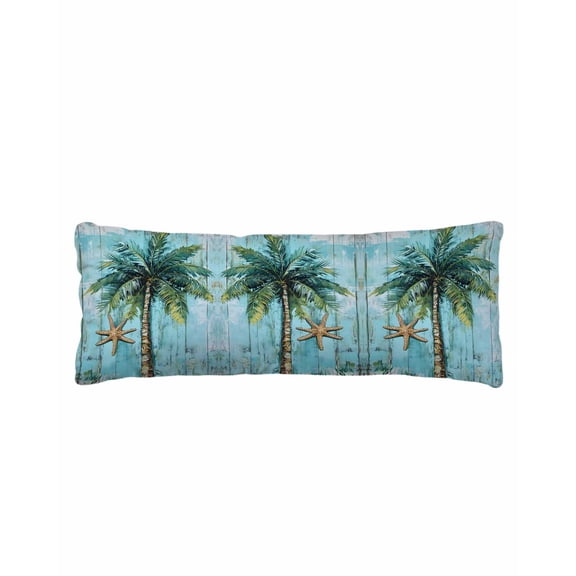 Coastal Blue Green Body Pillow Cover 20 x 54 Inch Decorative Pillow Cover Ocean Beach Tropical Plant Starfish Lumbar Pillowcase Seasonal Rectangle Cushion Case for Couch Sofa Bed Living Room