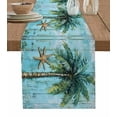 thumbnail image 1 of Coastal Blue Green Table Runner 72 Inches, Ocean Beach Tropical Plant Starfish Bed Runner Dresser Scarves Tabletop for Indoor Outdoor Parties/Ceremony/Banquet, 13" x 72", 1 of 8