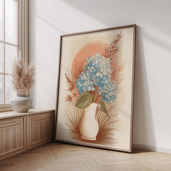 Coastal Blue Hydrangea Poster, Unframed Paper Poster 8x10in