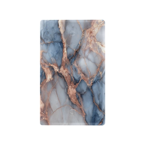 Coastal Blue Metallic Vein Art Decorative Wall Plate, Flame Retardant PC Plastic Light Switch & Outlet Cover with Mounting Screws Fits Blank Unused Outlet