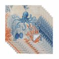 thumbnail image 1 of Coastal Blue Octopus Cloth Napkins, Retro Nautical Coral Starfish Leaves Washable and Reusable Dinner Napkins Set of 8, Table Napkin for Kitchen Party Birthday Wedding Hotel Housewarming 20"x20", 1 of 9