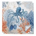 thumbnail image 1 of Coastal Blue Octopus Cloth Napkins, Summer Nautical Marine Life Leaves Washable and Reusable Dinner Napkins Set of 2, Table Napkin for Kitchen Party Birthday Wedding Hotel Housewarming 20"x20", 1 of 9