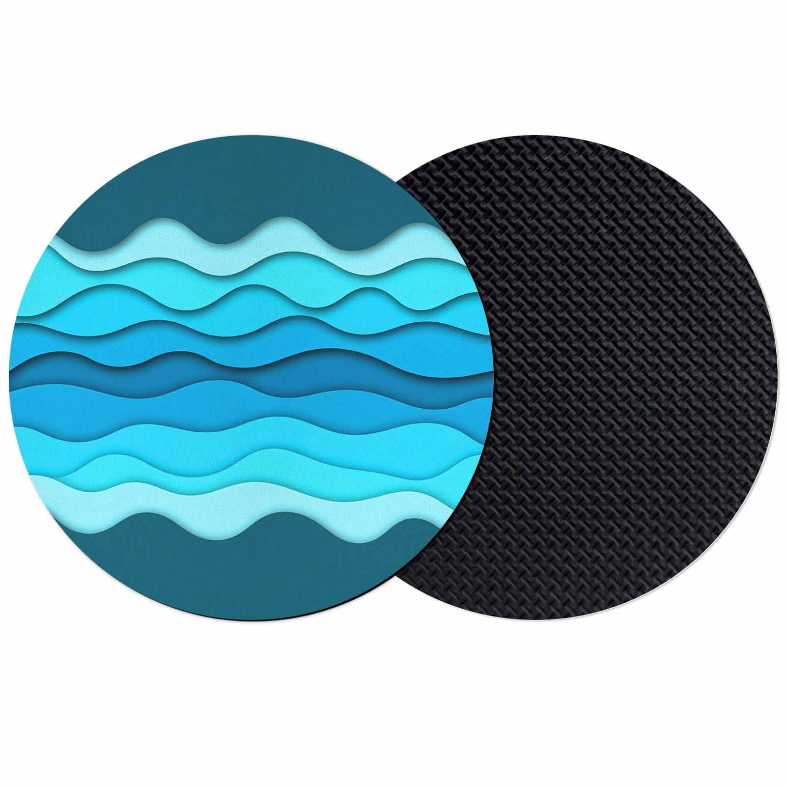 Wave Patterned Coaster Coastal Blue Wave Coasters Set of 2, Absorbent Coasters for Drinks ...