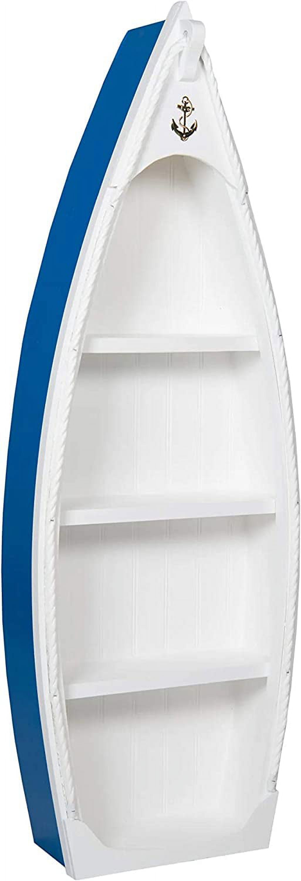 Coastal Boat Bookcase With Book Shelves, Décor Storage Organization