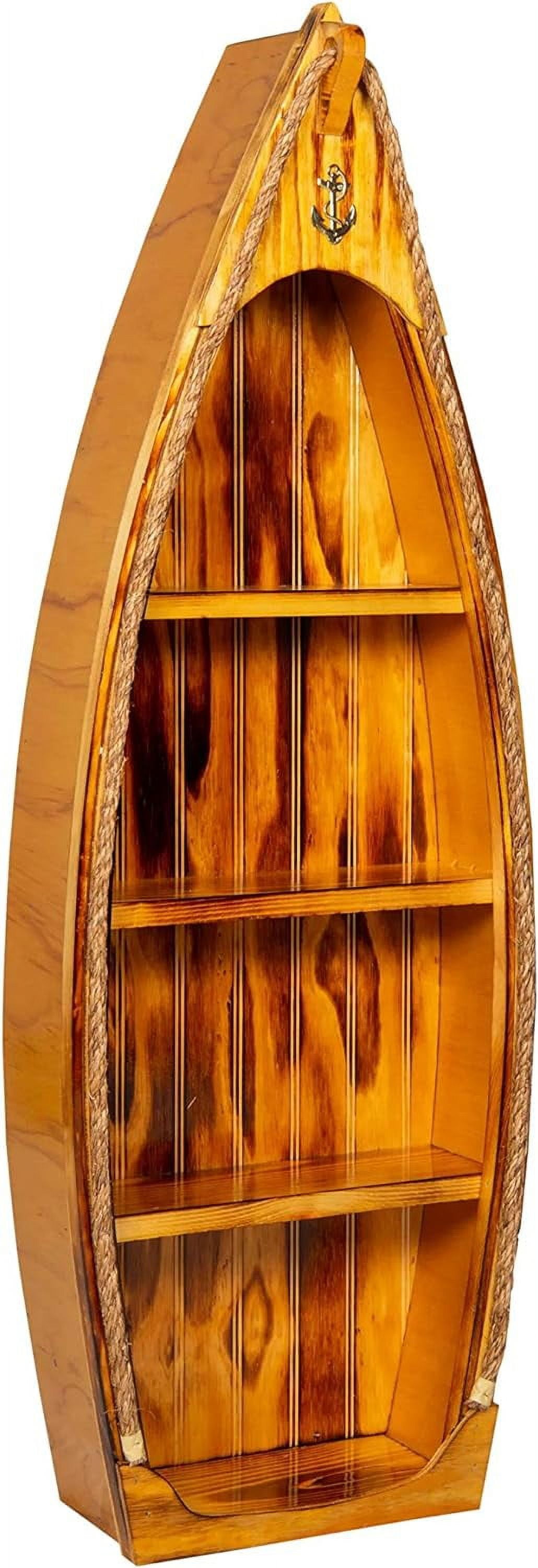 Coastal Boat Bookcase With Book Shelves, Décor Storage Organization