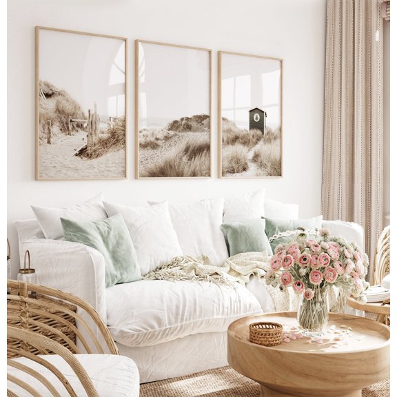 Coastal Boho Prints Set Beach Path Pampas Grass Summer Landscape Set 3