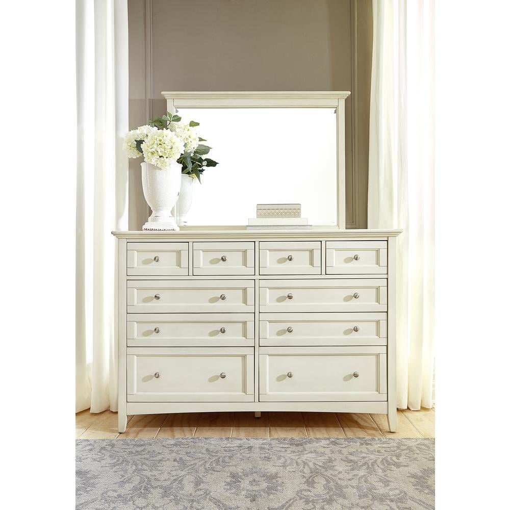 White Linen Coastal Rubberwood Dresser with Dovetail Drawers