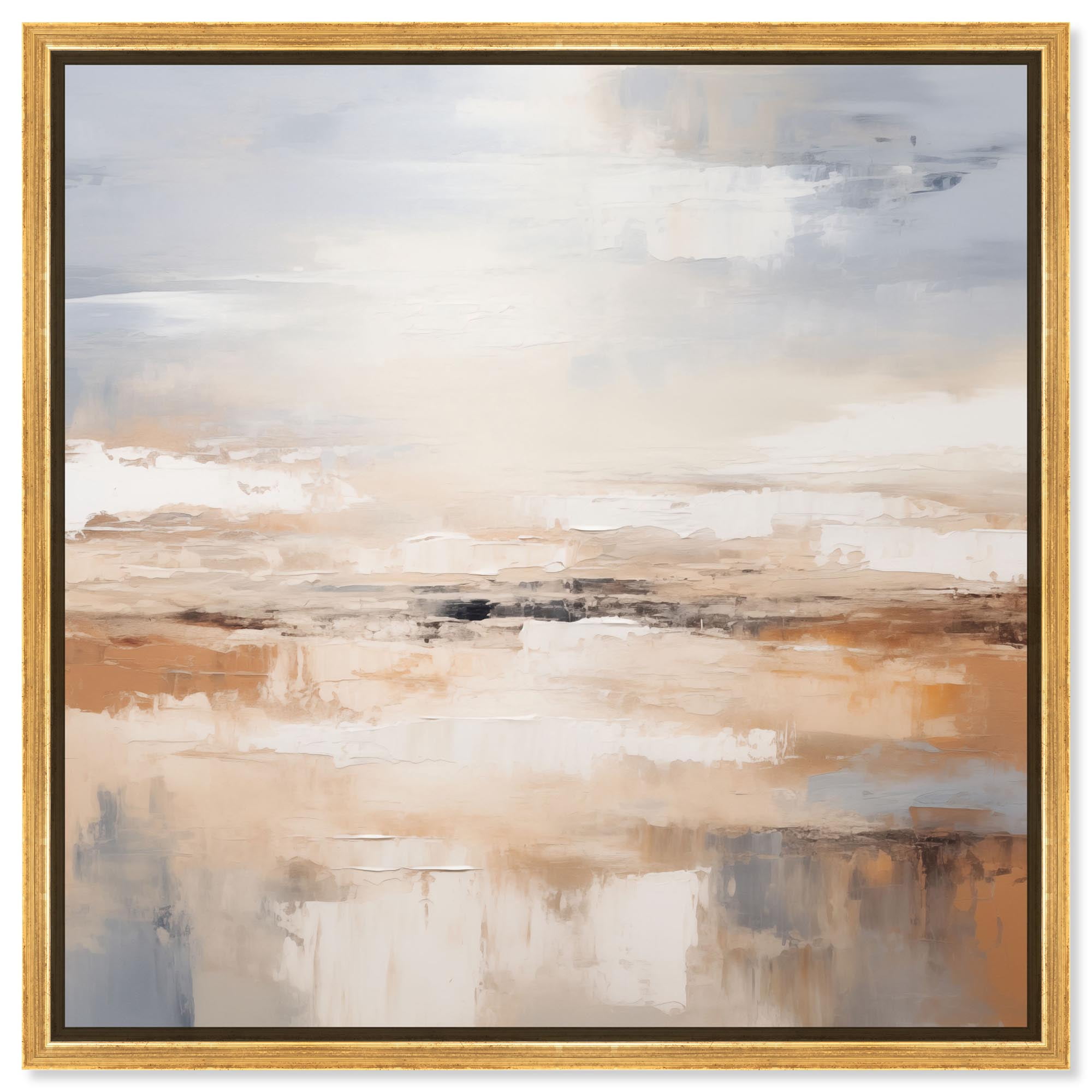 Coastal Calm Canvas Neutral Abstract Art by Art Remedy, Gold Frame, 20 ...