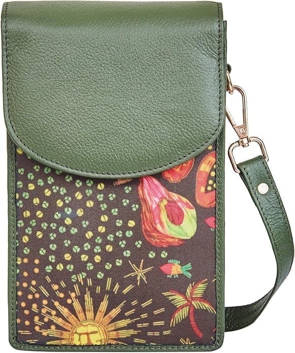 Sishka Hand Crafted Nylon & Leather Crossbody Sling Wallet – Women’s Phone Purse, Compact Shoulder Bag with Adjustable Strap