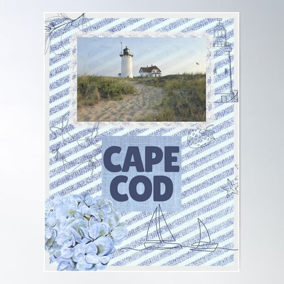 Coastal Cape Cod Poster Wall Art, Modern Wall Decor For Living Room Bedroom, 8x12 UNFRAMED
