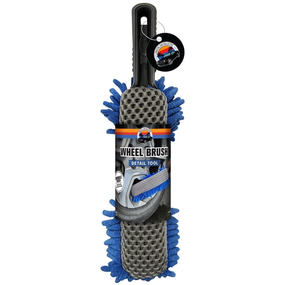 Coastal Car Collective: Wheel Brush Detail Tool - 2 Sided Dual Cleaning: Microfiber & Mesh Scrub, Dusting-Drying, Car Rim-Tire-Brake Auto Accessory