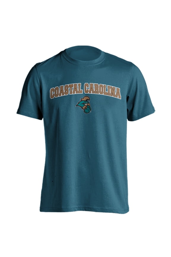 Coastal Carolina Chanitcleers Classic Arch Mascot Short Sleeve Teal T-Shirt Small