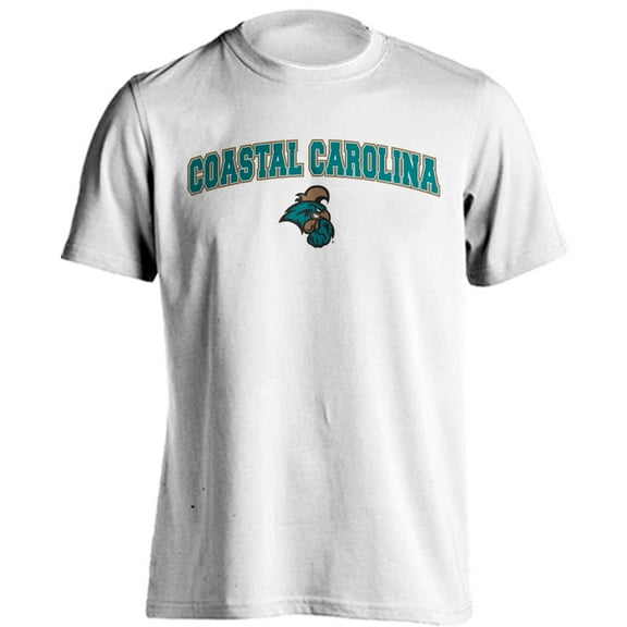 Coastal Carolina Chanitcleers Classic Arch Mascot Short Sleeve White T-Shirt Medium