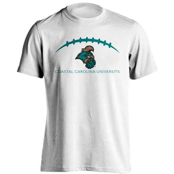 Coastal Carolina Chanitcleers Football Laces Out Short Sleeve White T-Shirt Large