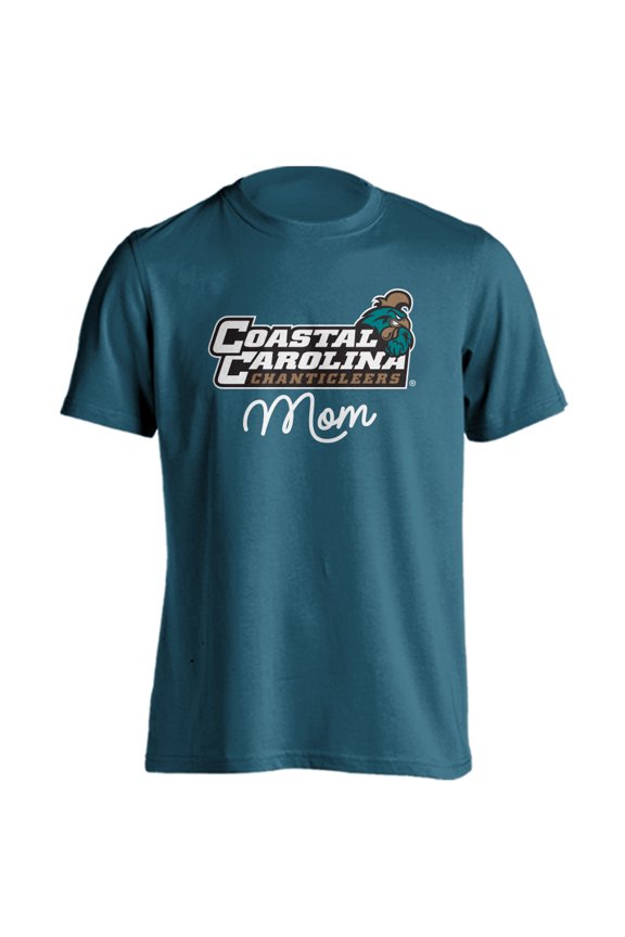 Coastal Carolina Chanitcleers Mom Proud Parent Short Sleeve Teal T-Shirt Large