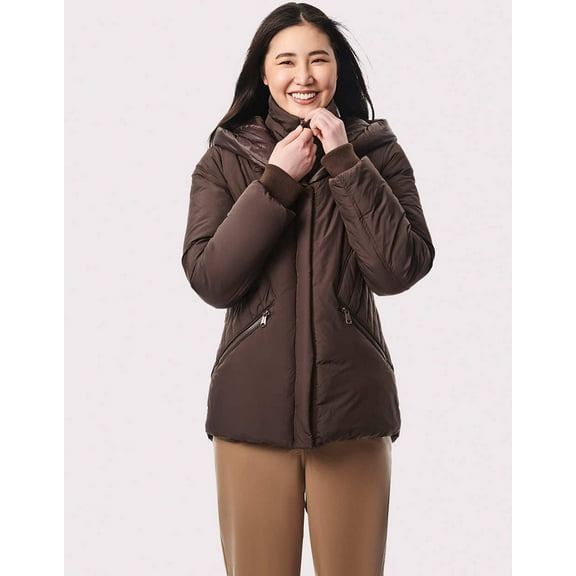 Bernardo womens Coastal Casual Puffer Jacket, l, Brown