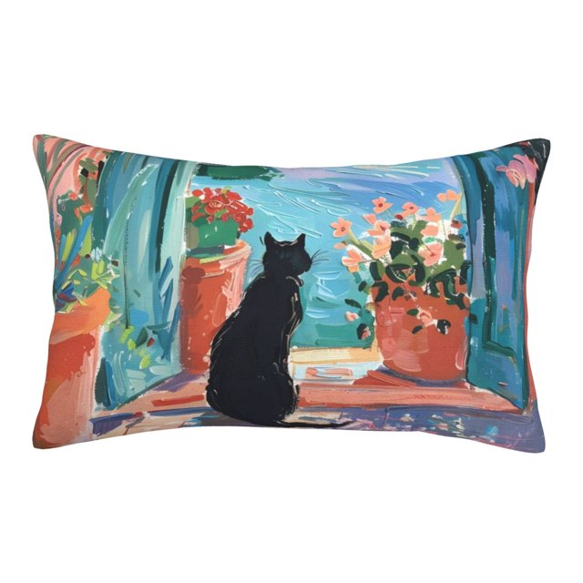 Coastal Cat By The Window Queen Pillow Cases Microfiber Pillowcases 20x30, Soft Breathable
