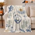 thumbnail image 1 of Coastal Celestial Seashell Coral Marine Motif, Peaceful Coastal Landscape Scene, Warm Flannel Blanket for Beach House and Living Room, Beach Lovers Housewarming Gift, Coastal Home Decor, 1 of 9
