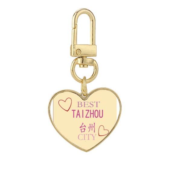 Coastal Center Taichou Sign Gold Heart Keychain Metal Keyring Holder